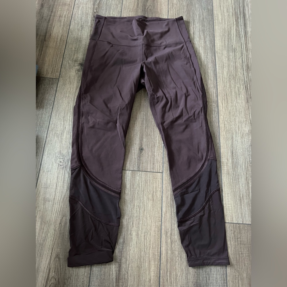 Lululemon maroon leggings with mesh
